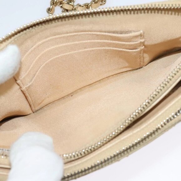 CHANEL Matelasse Chain Shoulder Bag Grained Calf Skin Beige Gold CC Auth 138257 - Picture 13 of 16